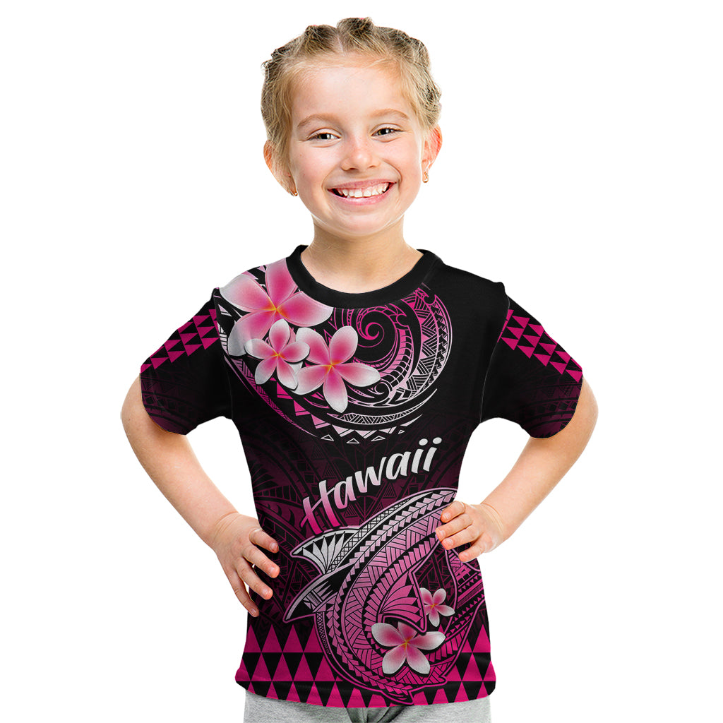 Hawaii Kid T Shirt Polynesian Shark with Kakau Pink Version - Wonder Print Shop