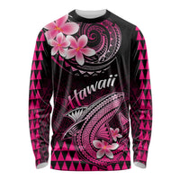Hawaii Long Sleeve Shirt Polynesian Shark with Kakau Pink Version LT01