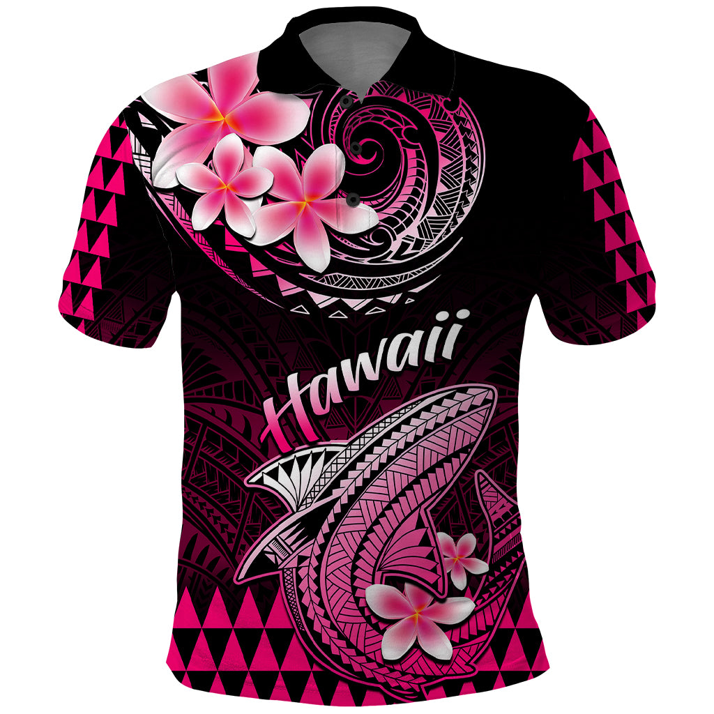 Hawaii Polo Shirt Polynesian Shark with Kakau Pink Version - Wonder Print Shop