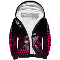 Hawaii Sherpa Hoodie Polynesian Shark with Kakau Pink Version - Wonder Print Shop