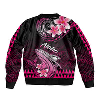 Hawaii Sleeve Zip Bomber Jacket Polynesian Shark with Kakau Pink Version - Wonder Print Shop