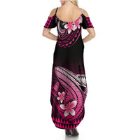 Hawaii Summer Maxi Dress Polynesian Shark with Kakau Pink Version - Wonder Print Shop
