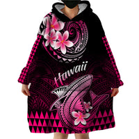 Hawaii Wearable Blanket Hoodie Polynesian Shark with Kakau Pink Version - Wonder Print Shop
