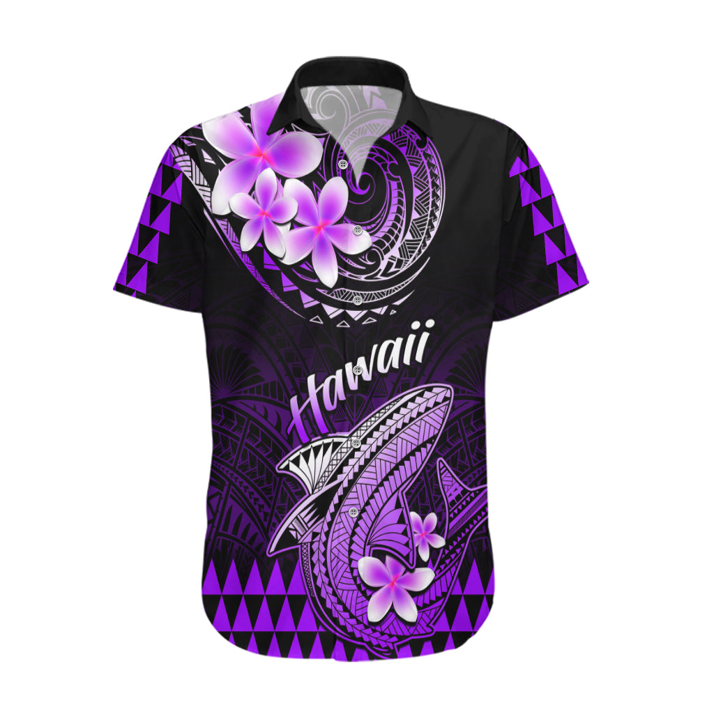 Hawaii Hawaiian Shirt Polynesian Shark with Kakau Purple Version - Wonder Print Shop