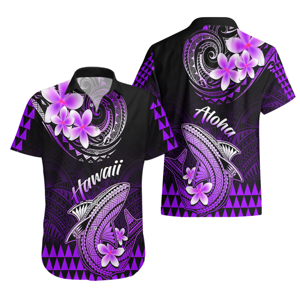 Hawaii Hawaiian Shirt Polynesian Shark with Kakau Purple Version - Wonder Print Shop