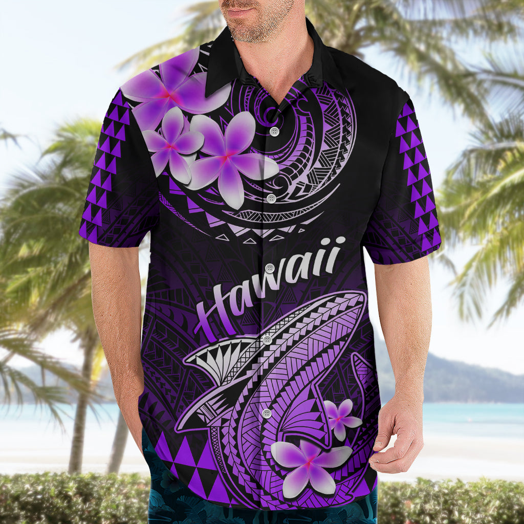 Hawaii Hawaiian Shirt Polynesian Shark with Kakau Purple Version - Wonder Print Shop