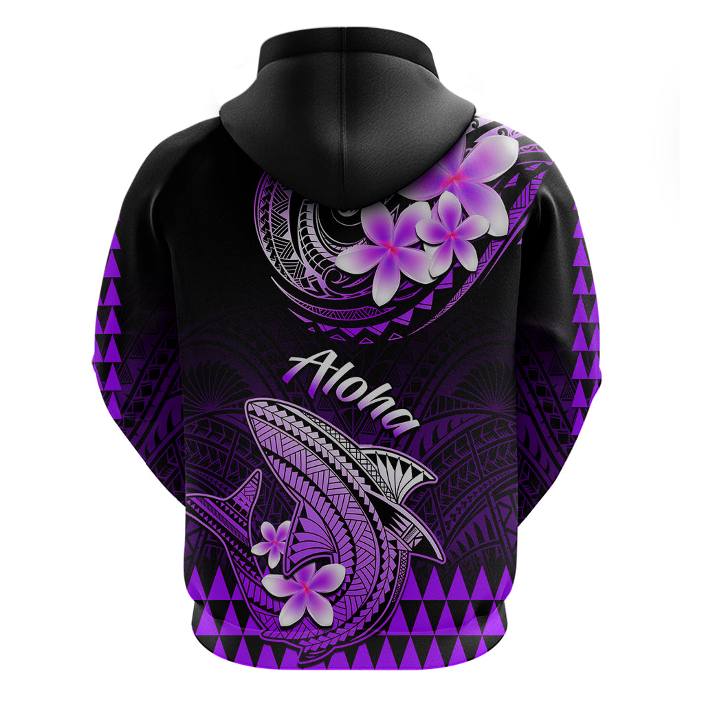 Hawaii Hoodie Polynesian Shark with Kakau Purple Version - Wonder Print Shop