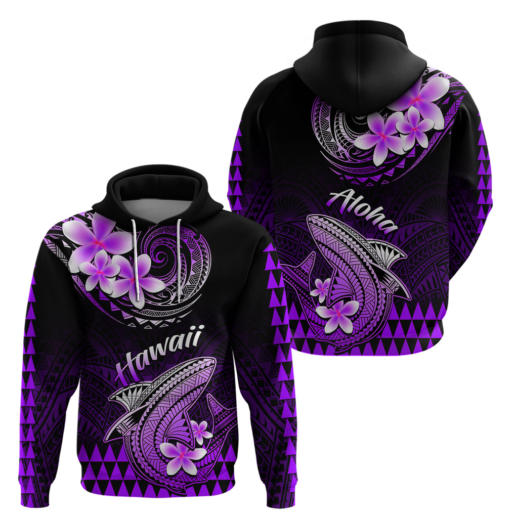 Hawaii Hoodie Polynesian Shark with Kakau Purple Version - Wonder Print Shop