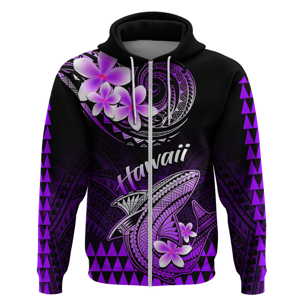 Hawaii Hoodie Polynesian Shark with Kakau Purple Version - Wonder Print Shop
