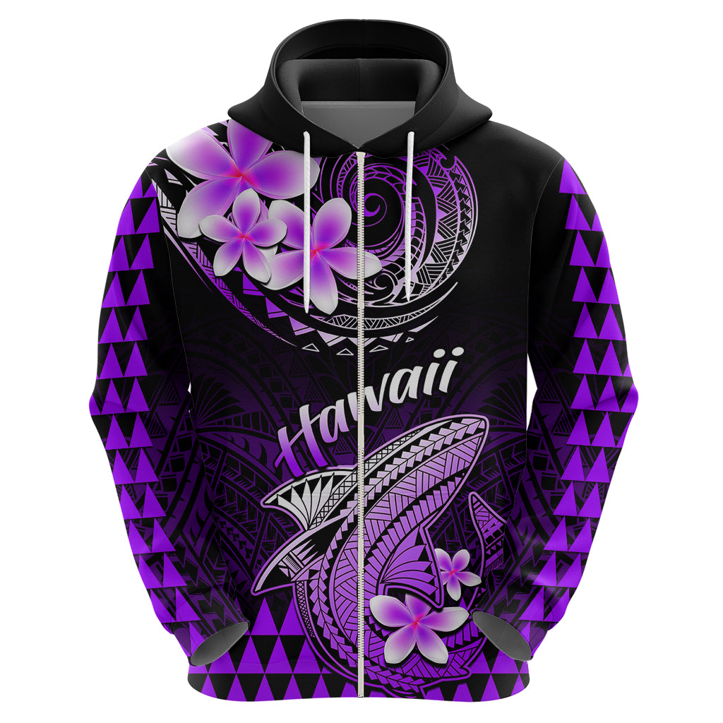 Hawaii Hoodie Polynesian Shark with Kakau Purple Version - Wonder Print Shop