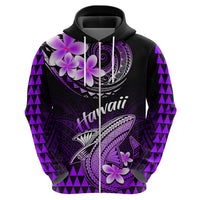 Hawaii Hoodie Polynesian Shark with Kakau Purple Version - Wonder Print Shop
