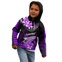 Hawaii Kid Hoodie Polynesian Shark with Kakau Purple Version - Wonder Print Shop