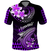 Hawaii Polo Shirt Polynesian Shark with Kakau Purple Version - Wonder Print Shop