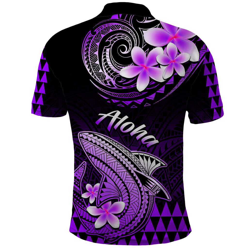 Hawaii Polo Shirt Polynesian Shark with Kakau Purple Version - Wonder Print Shop