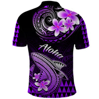 Hawaii Polo Shirt Polynesian Shark with Kakau Purple Version - Wonder Print Shop