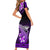 Hawaii Short Sleeve Bodycon Dress Polynesian Shark with Kakau Purple Version - Wonder Print Shop