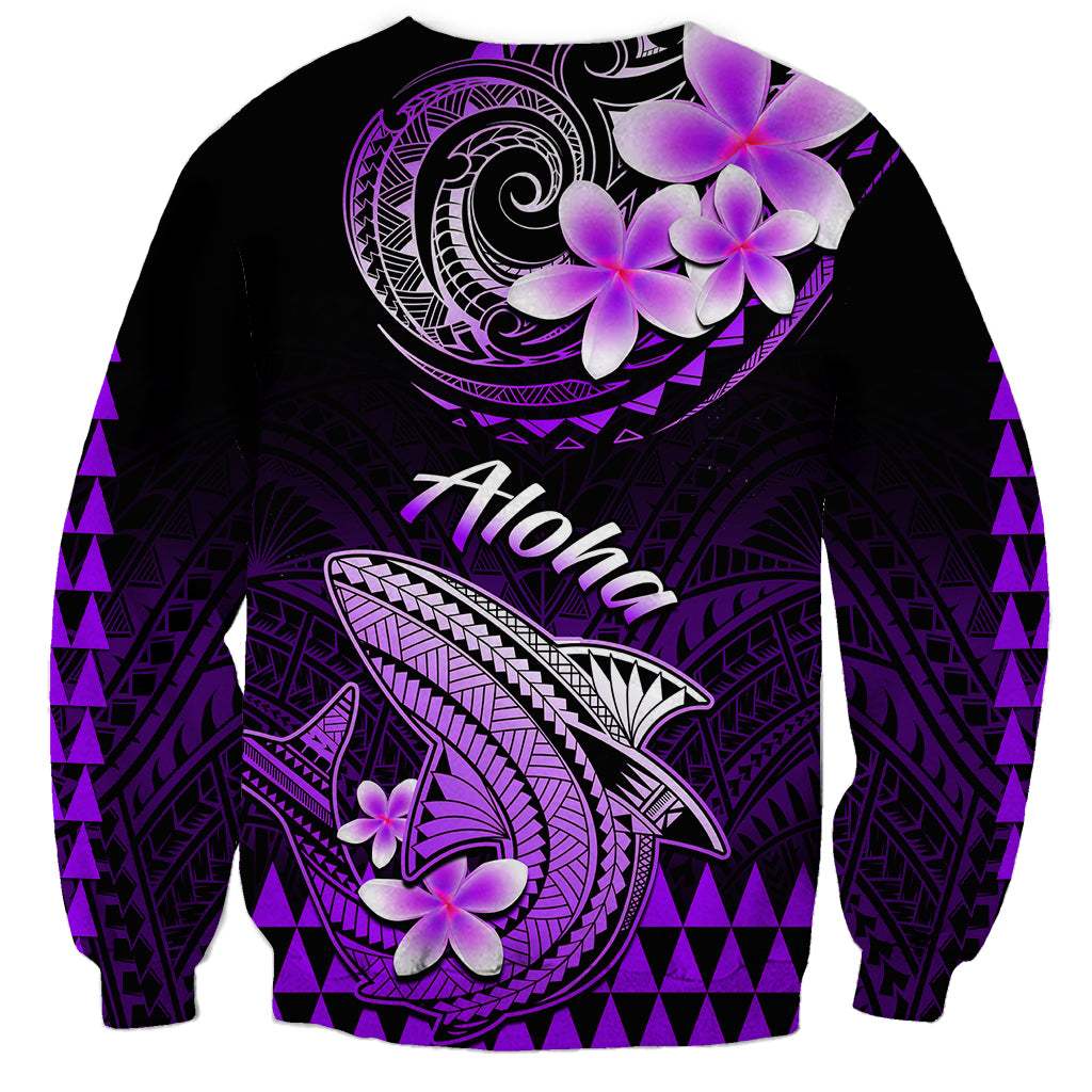 Hawaii Sweatshirt Polynesian Shark with Kakau Purple Version - Wonder Print Shop