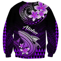 Hawaii Sweatshirt Polynesian Shark with Kakau Purple Version - Wonder Print Shop