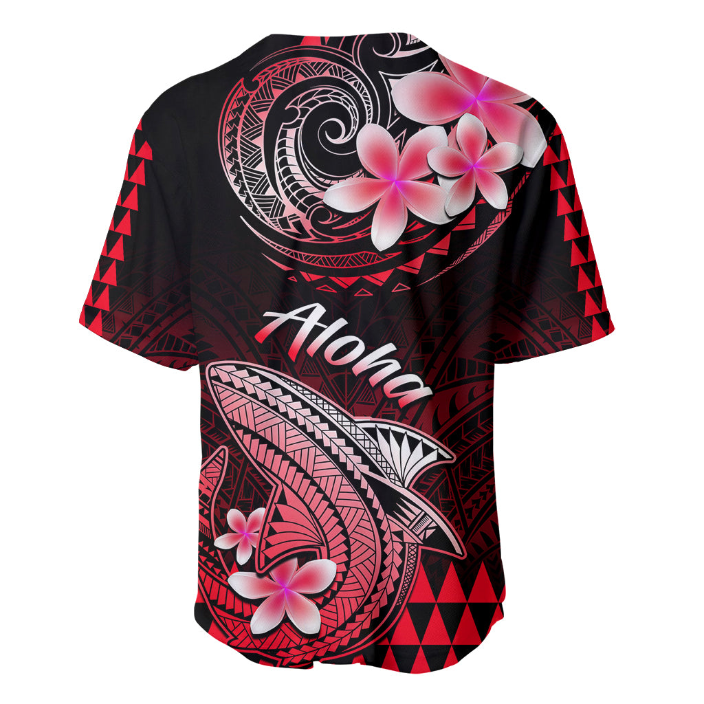 Hawaii Baseball Jersey Polynesian Shark with Kakau Red Version - Wonder Print Shop