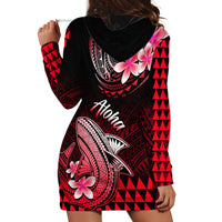 Hawaii Hoodie Dress Polynesian Shark with Kakau Red Version - Wonder Print Shop