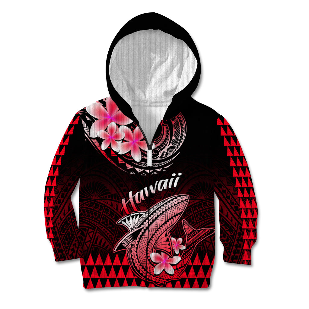 Hawaii Kid Hoodie Polynesian Shark with Kakau Red Version - Wonder Print Shop