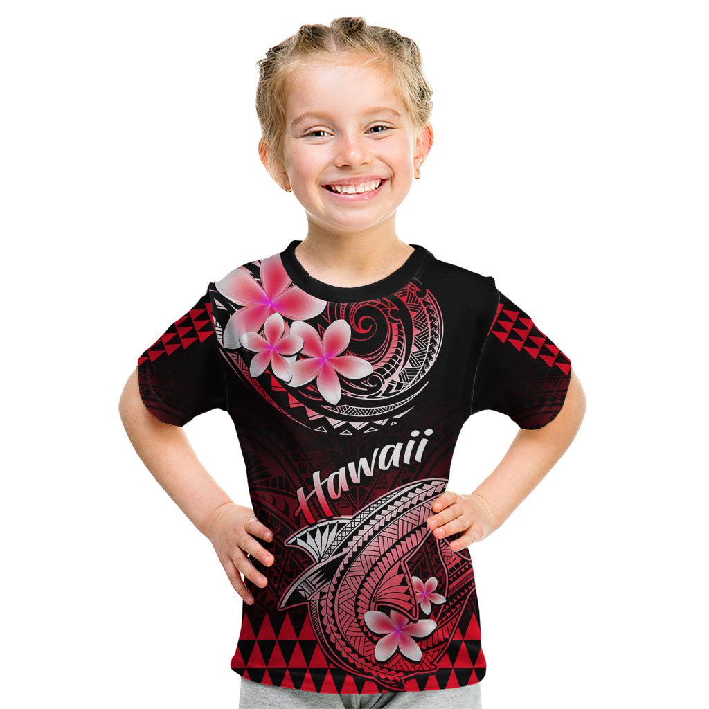Hawaii Kid T Shirt Polynesian Shark with Kakau Red Version - Wonder Print Shop