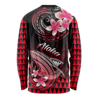 Hawaii Long Sleeve Shirt Polynesian Shark with Kakau Red Version LT01