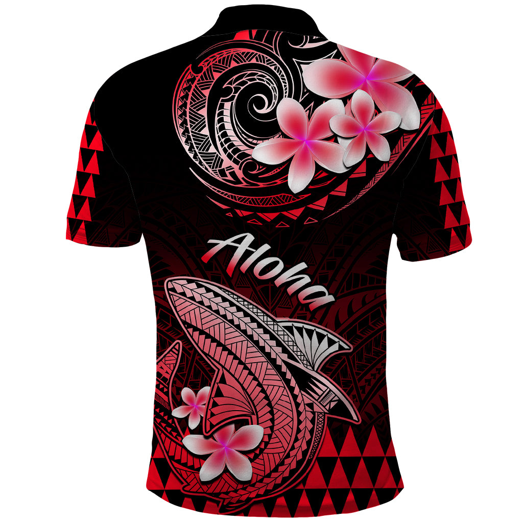Hawaii Polo Shirt Polynesian Shark with Kakau Red Version - Wonder Print Shop