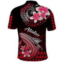Hawaii Polo Shirt Polynesian Shark with Kakau Red Version - Wonder Print Shop