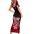Hawaii Short Sleeve Bodycon Dress Polynesian Shark with Kakau Red Version - Wonder Print Shop