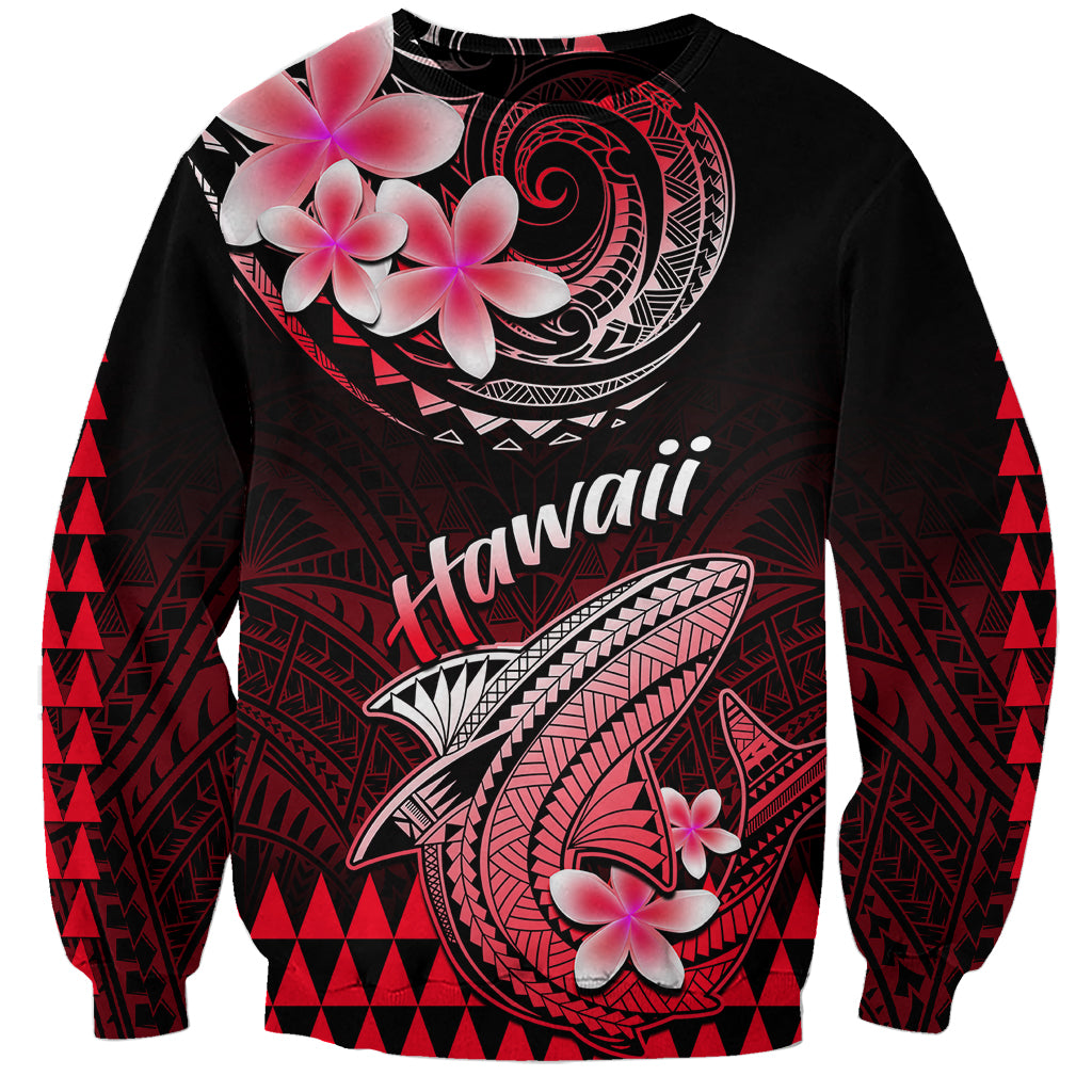 Hawaii Sweatshirt Polynesian Shark with Kakau Red Version - Wonder Print Shop