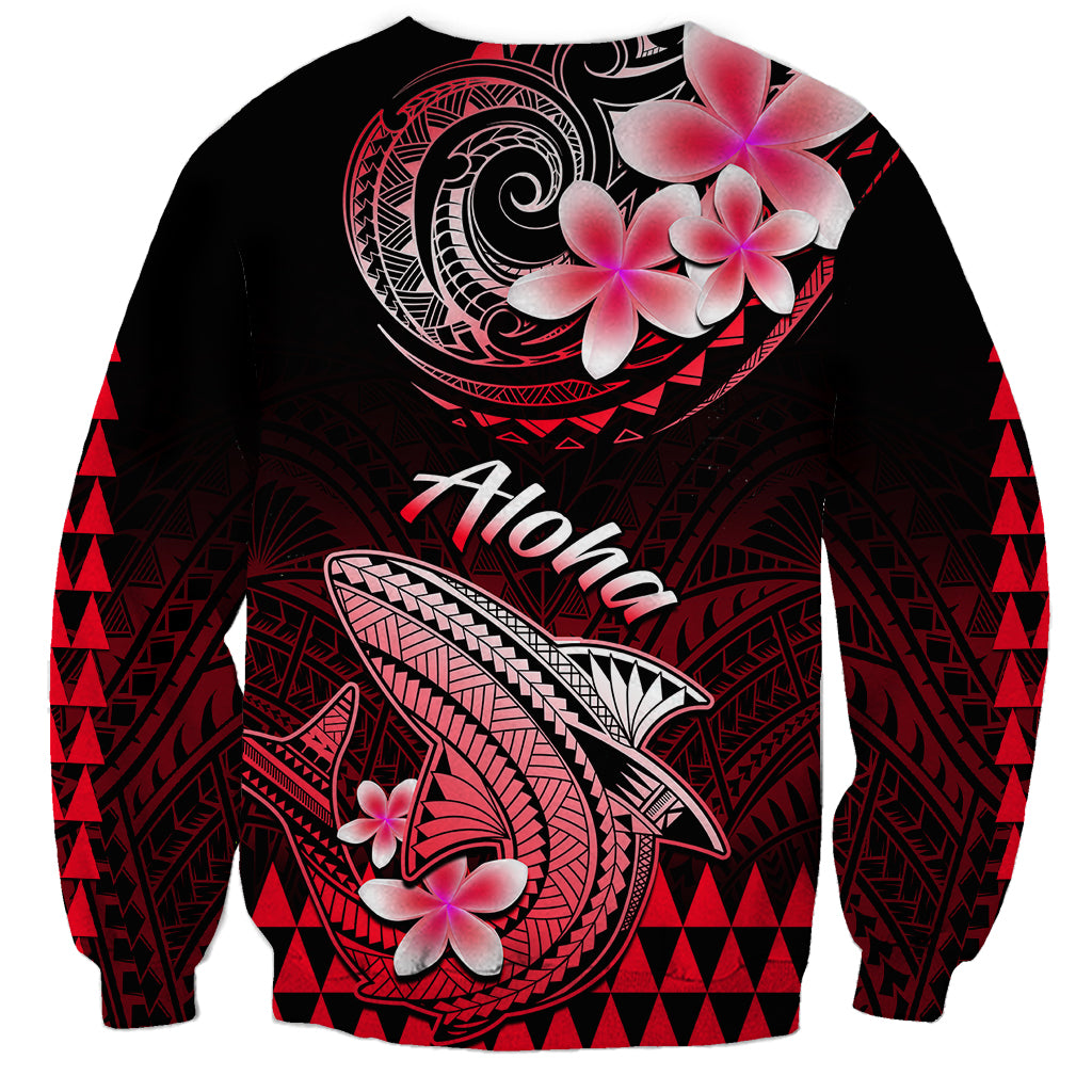 Hawaii Sweatshirt Polynesian Shark with Kakau Red Version - Wonder Print Shop