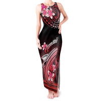 Hawaii Tank Maxi Dress Polynesian Shark with Kakau Red Version - Wonder Print Shop