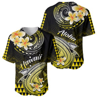 Hawaii Baseball Jersey Polynesian Shark with Kakau Yellow Version - Wonder Print Shop