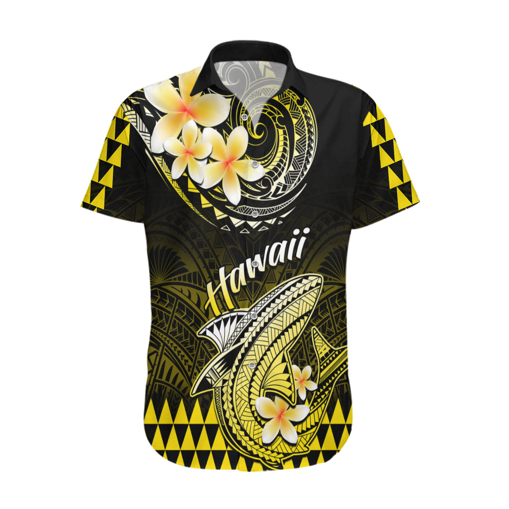 Hawaii Hawaiian Shirt Polynesian Shark with Kakau Yellow Version - Wonder Print Shop