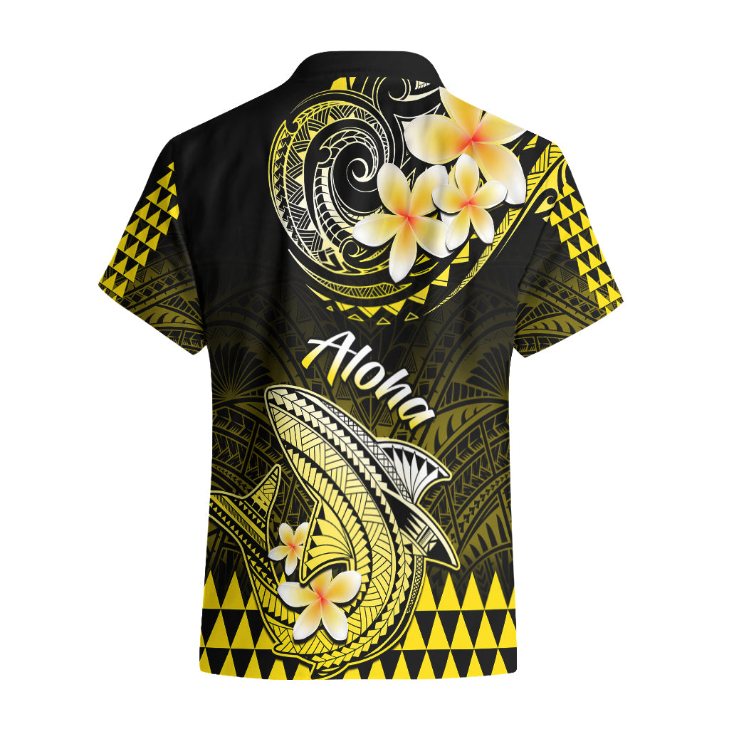 Hawaii Hawaiian Shirt Polynesian Shark with Kakau Yellow Version - Wonder Print Shop