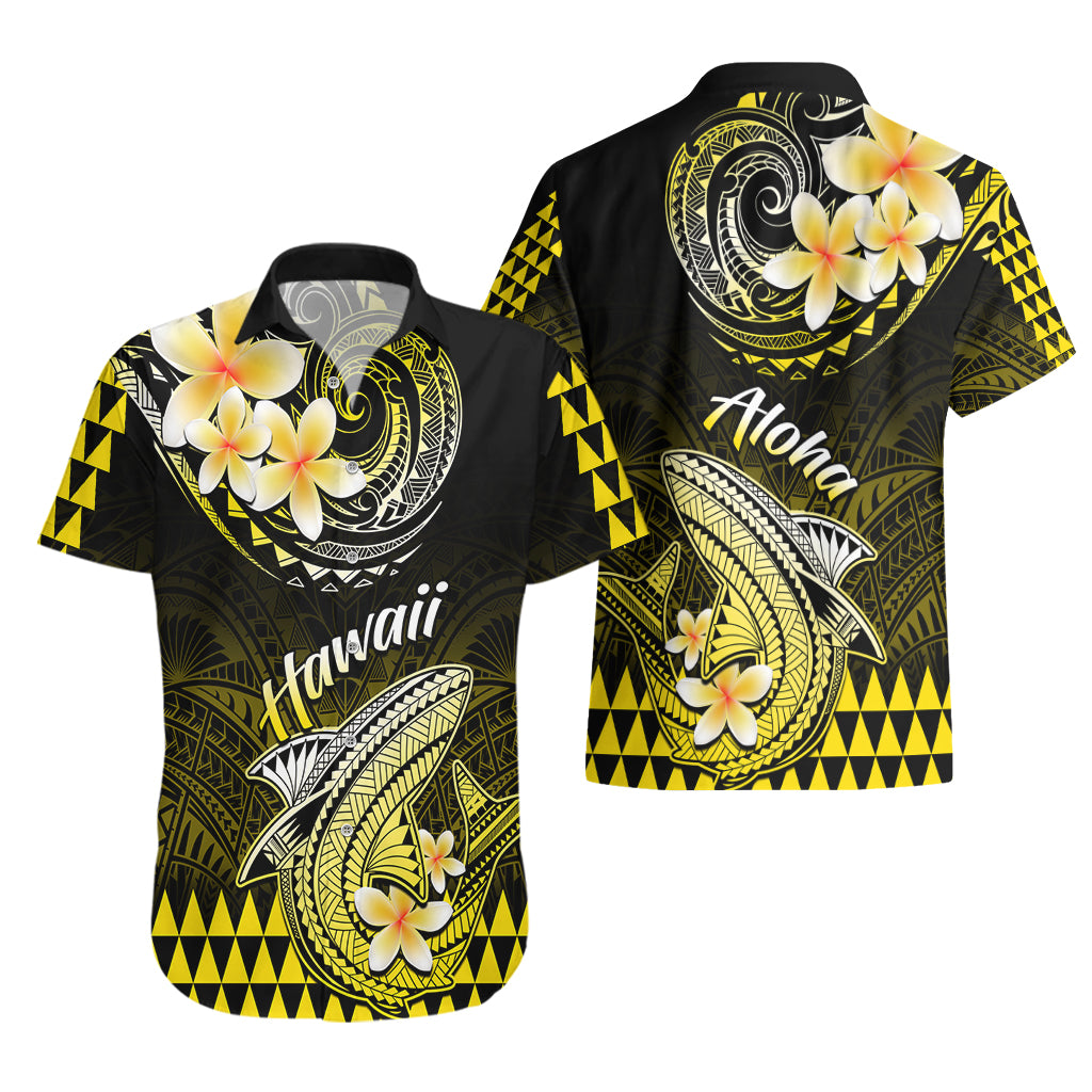 Hawaii Hawaiian Shirt Polynesian Shark with Kakau Yellow Version - Wonder Print Shop