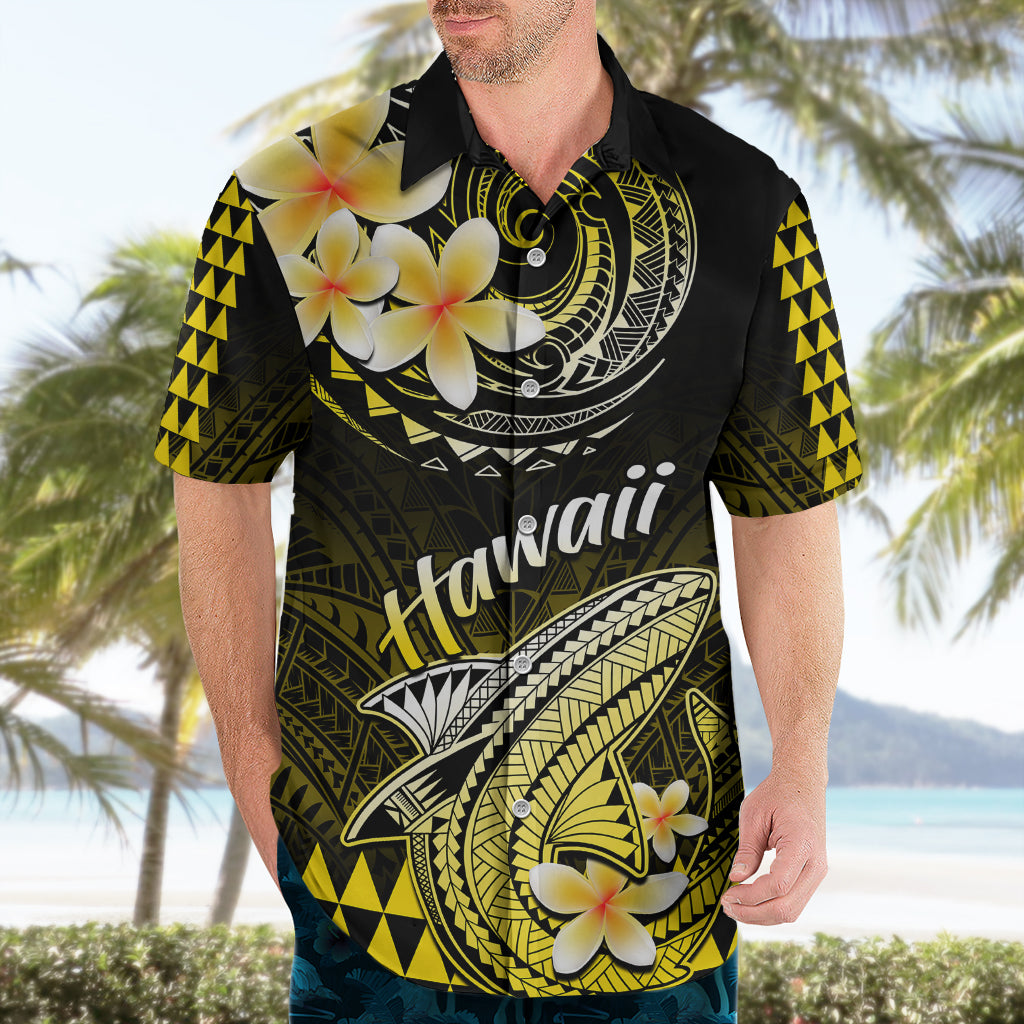 Hawaii Hawaiian Shirt Polynesian Shark with Kakau Yellow Version - Wonder Print Shop