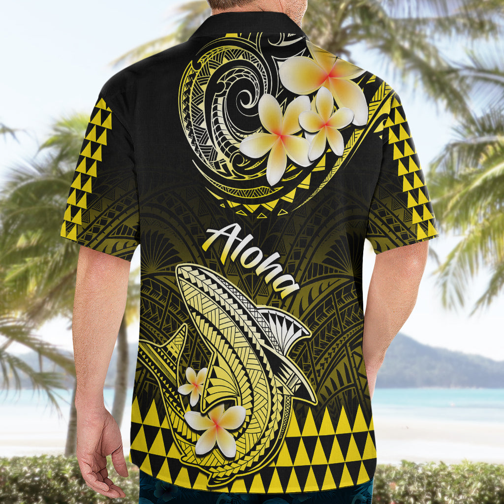 Hawaii Hawaiian Shirt Polynesian Shark with Kakau Yellow Version - Wonder Print Shop
