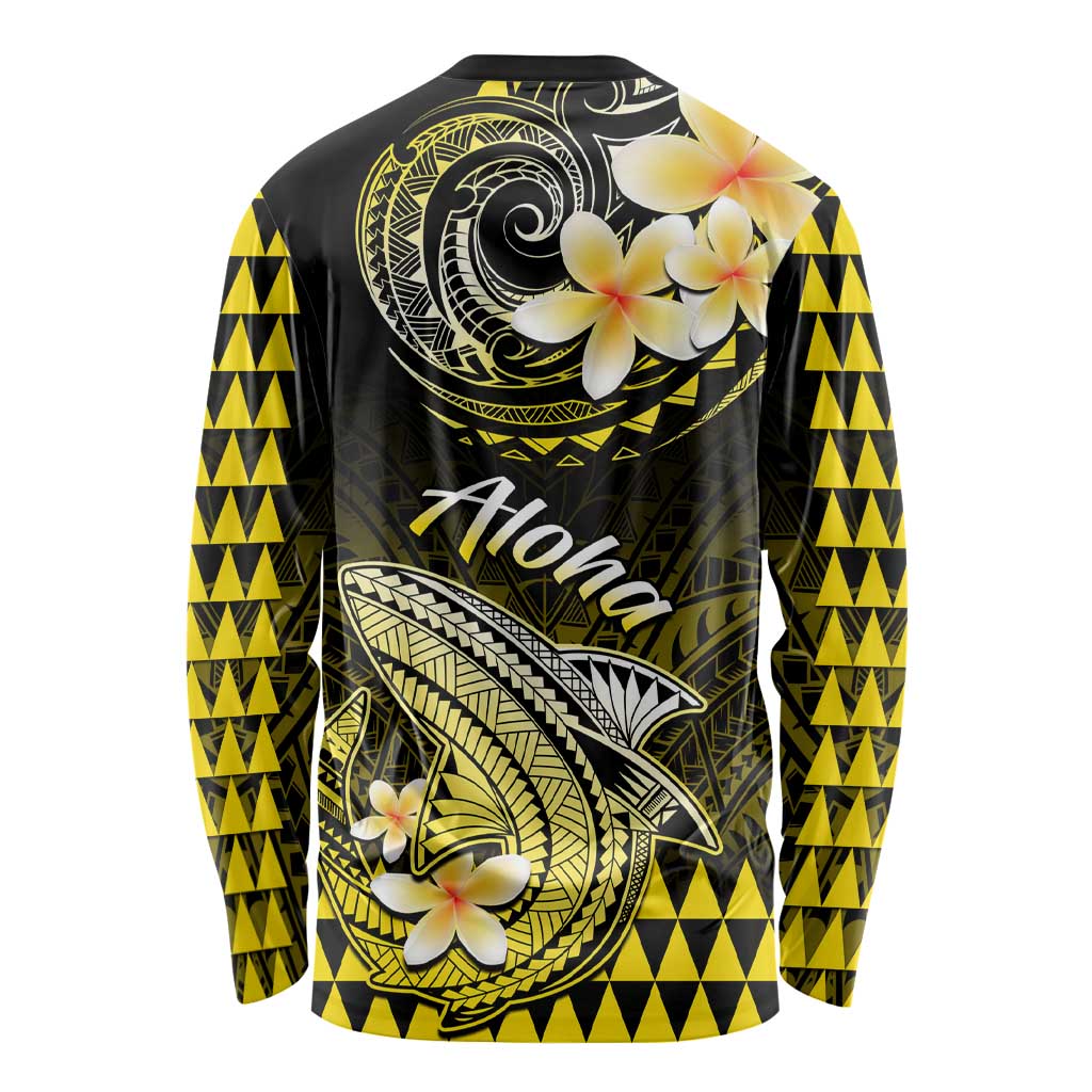Hawaii Long Sleeve Shirt Polynesian Shark with Kakau Yellow Version LT01