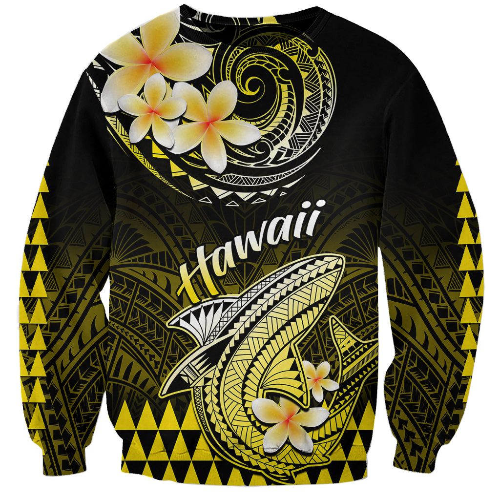 Hawaii Sweatshirt Polynesian Shark with Kakau Yellow Version - Wonder Print Shop