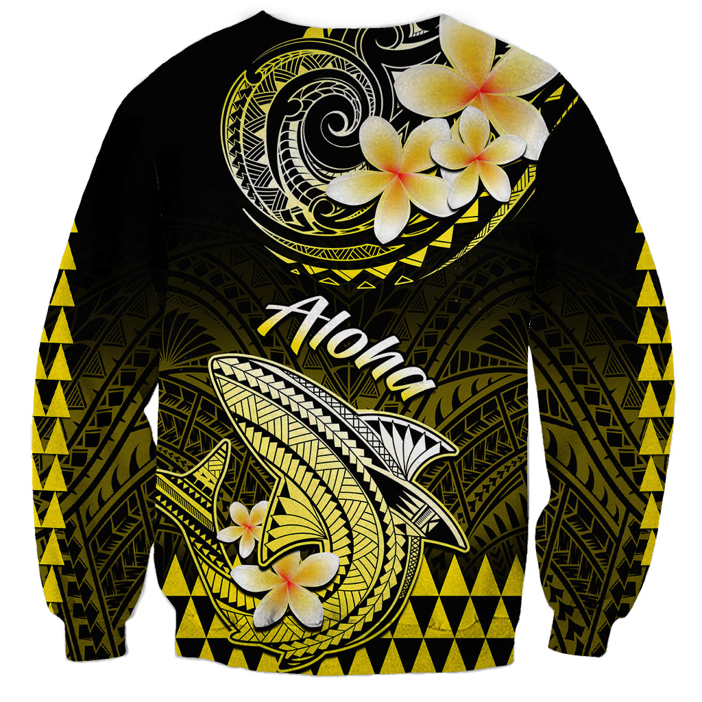 Hawaii Sweatshirt Polynesian Shark with Kakau Yellow Version - Wonder Print Shop