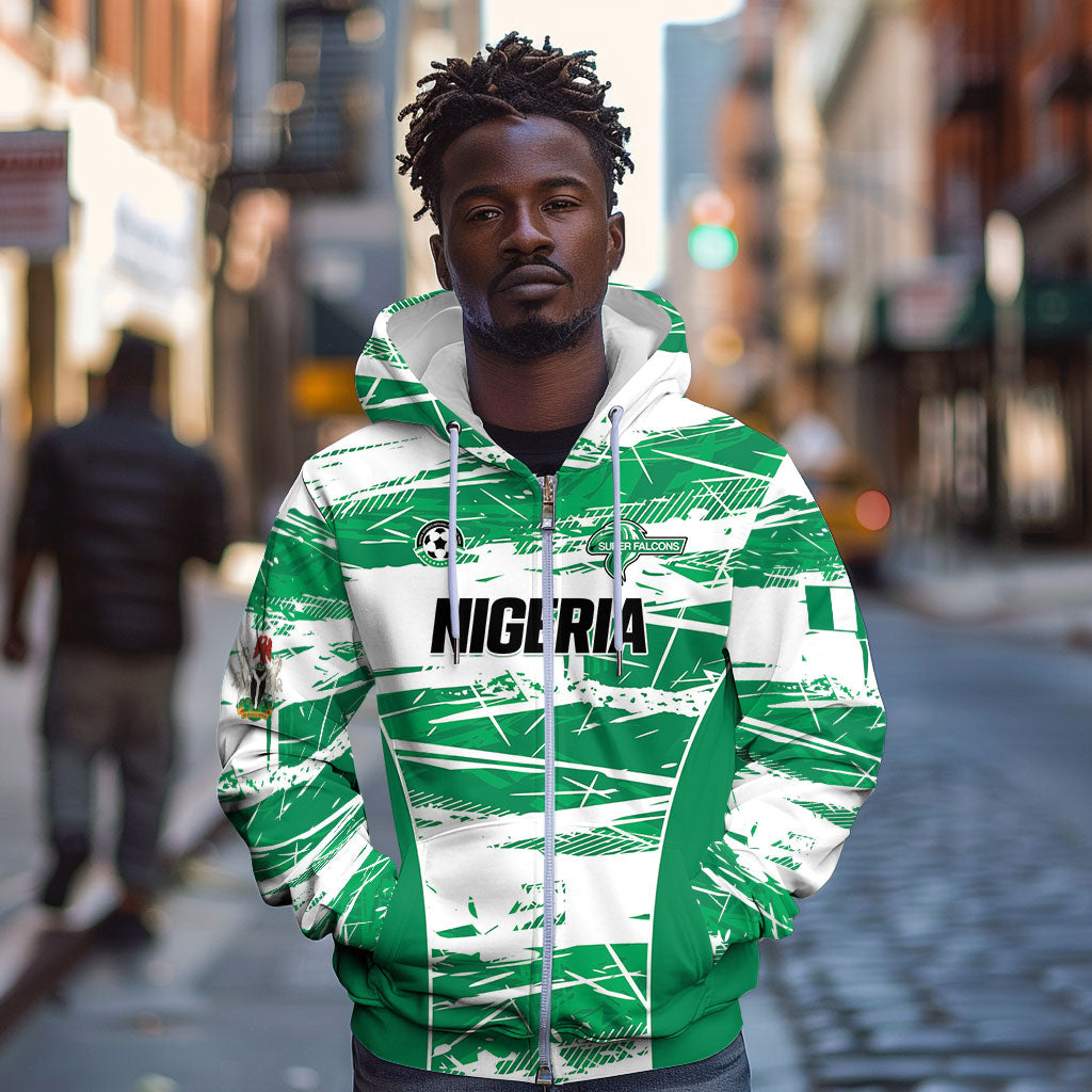 Custom Nigeria 2026 Football Zip Hoodie Go Super Falcons