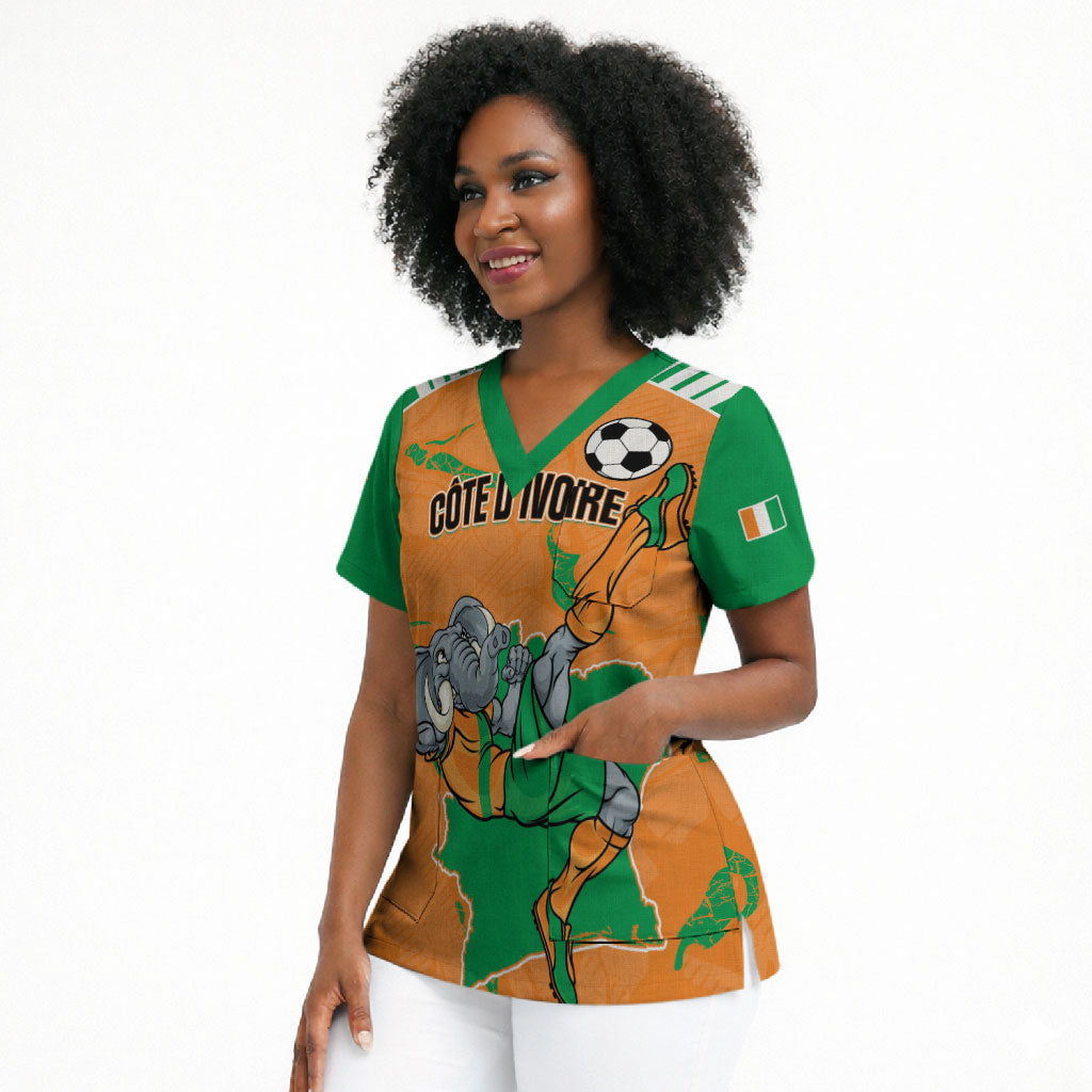 Custom Cote d Ivoire 2026 Football Scrub Top Ivory Coast Elephants Proud