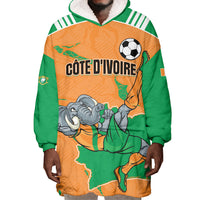 Custom Cote d Ivoire 2026 Football Wearable Blanket Hoodie Ivory Coast Elephants Proud