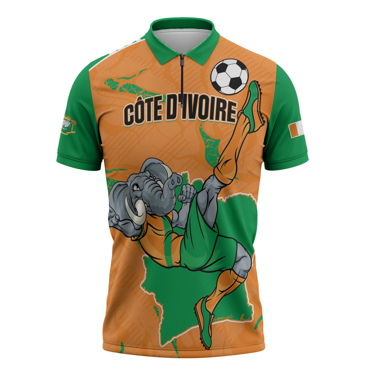 Custom Cote d Ivoire 2026 Football Zipper Polo Shirt Ivory Coast Elephants Proud
