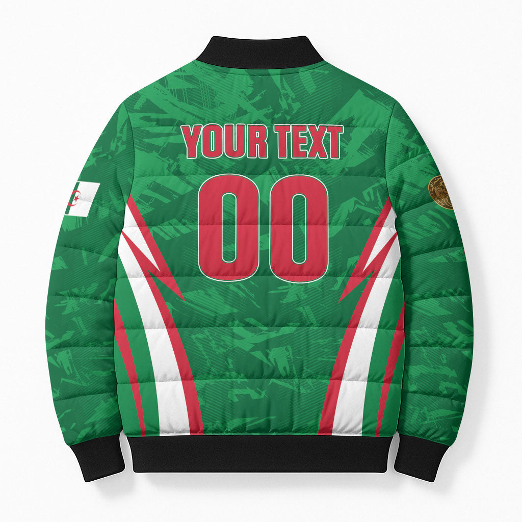 Custom Algeria 2026 Football Bomber Puffer Jacket The Fennecs Go Champions