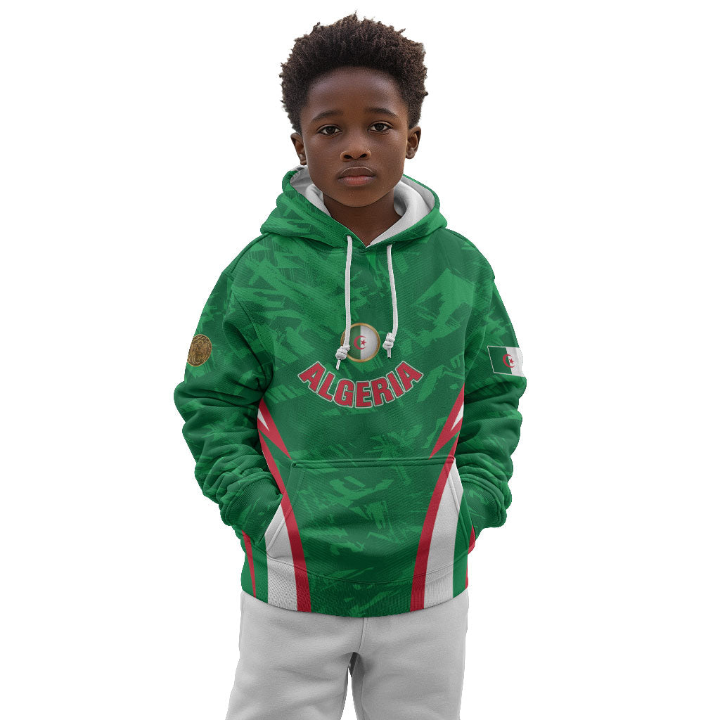 Custom Algeria 2026 Football Kid Hoodie The Fennecs Go Champions