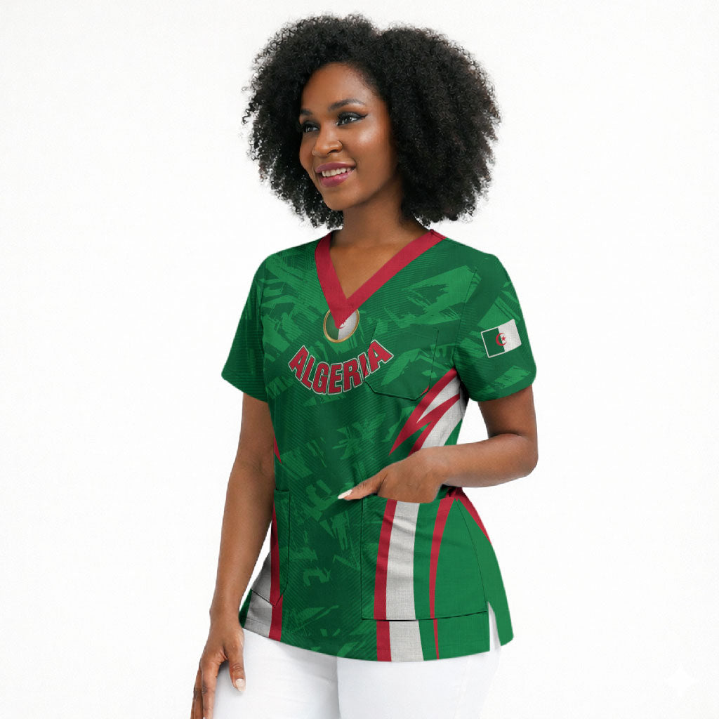 Custom Algeria 2026 Football Scrub Top The Fennecs Go Champions