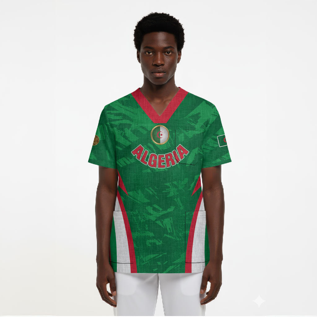 Custom Algeria 2026 Football Scrub Top The Fennecs Go Champions